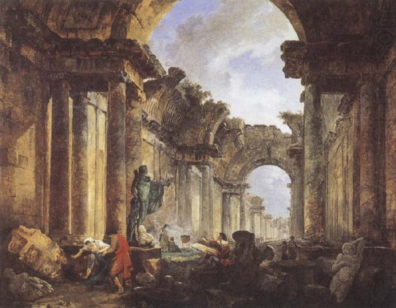 ROBERT, Hubert Imaginary View of the Grande Galerie in the Louvre in Ruins china oil painting image